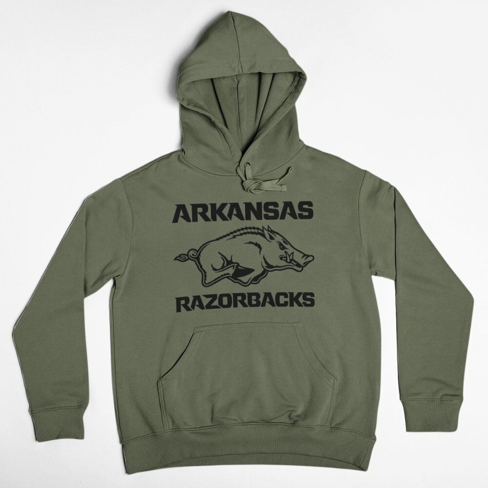 NEW Arkansas Razorbacks Pullover Fleece Hoodie MILITARY ARMY GREEN